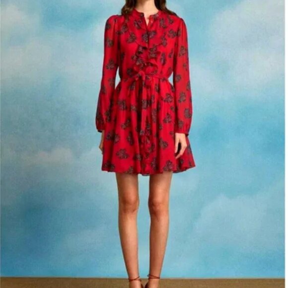 SALONI Dresses & Skirts - Saloni Tilly Red Ruffle Dress in Cherry Bows Print -  Size 0